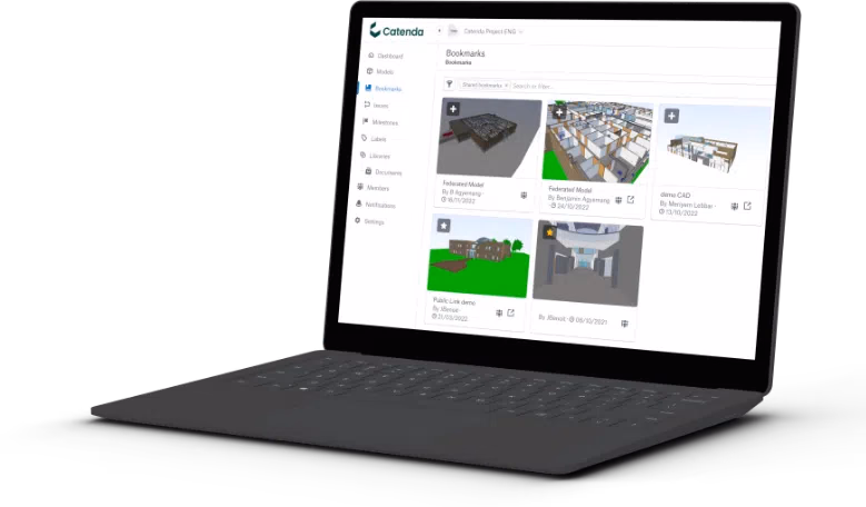 Catenda platform on a laptop