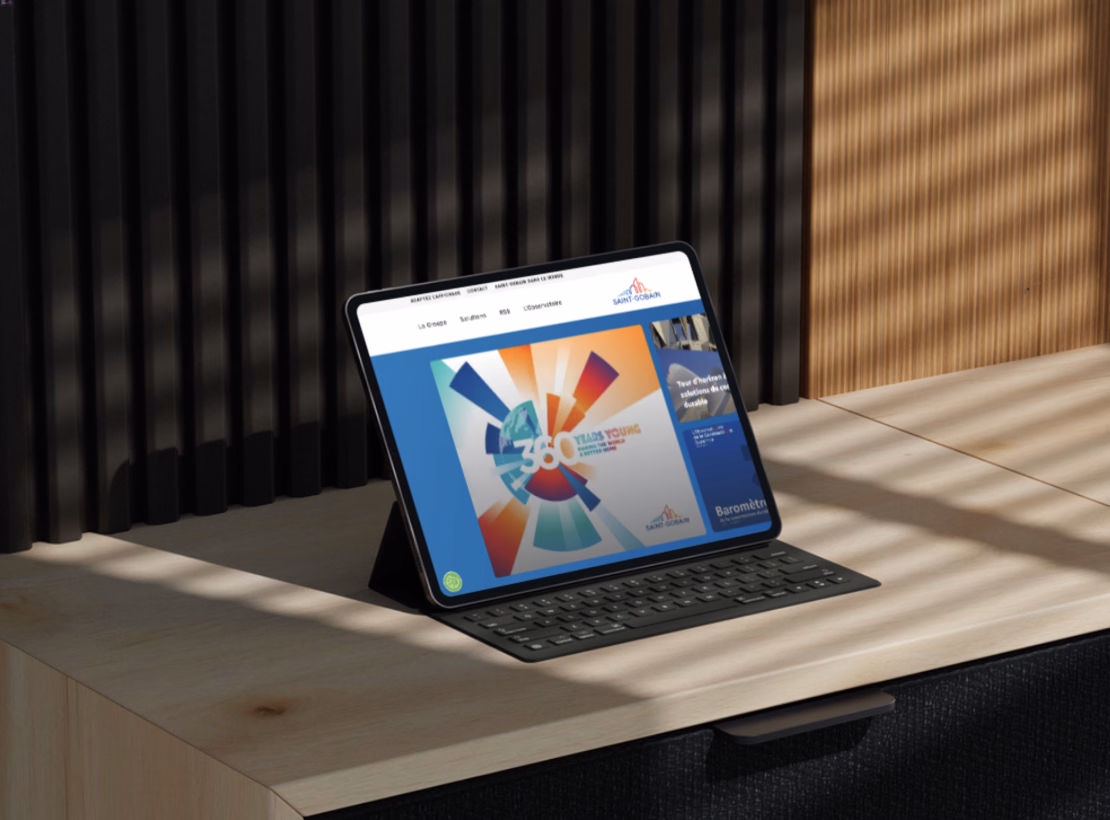 New Saint-Gobain website shown on a tablet